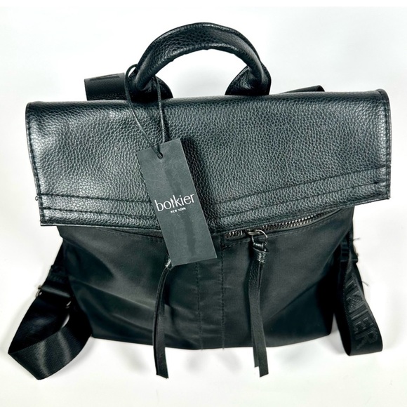 NWT Botkier New York Small Trigger Black Pebbled Backpack Bag with Logo Straps - Picture 8 of 11